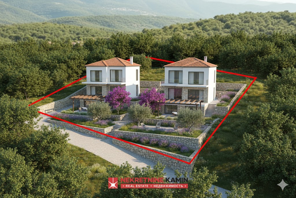 Urbanizovan plac 1352 m2, podijeljen u dvije parcele, Radanovići, Kotor